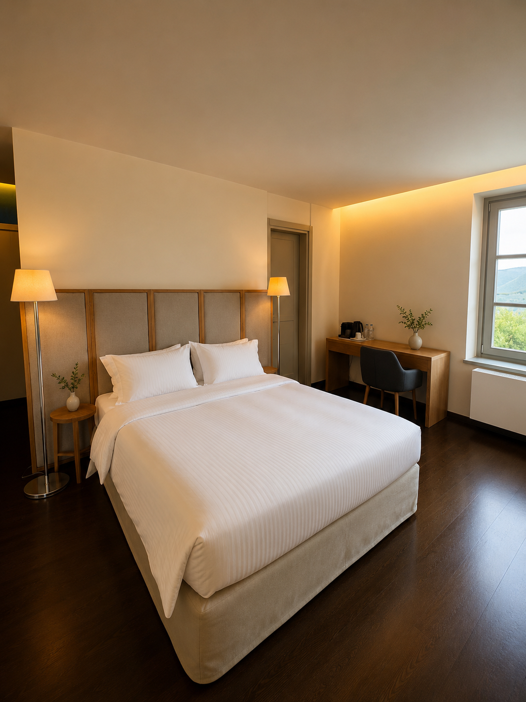 Deluxe Room with fireplace Bed
